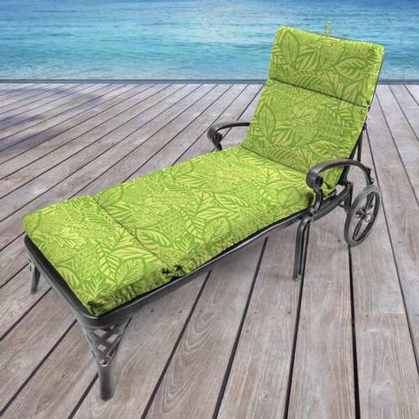 Maven Leaf Green 22 x 72 Inches French Edge Outdoor Chaise Lounge Cushion, image 5