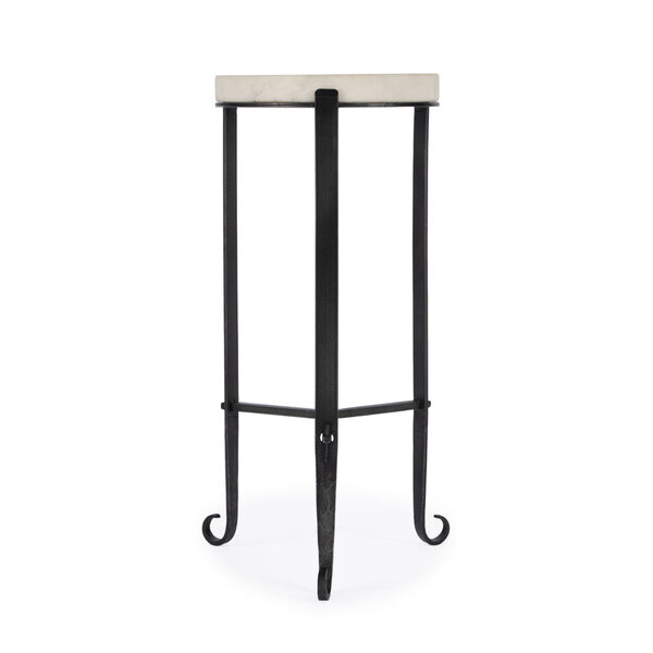 Freya Black and White Marble Iron Round Accent Table, image 3