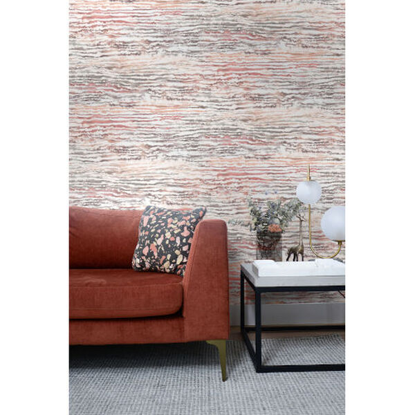 Living with Art Smoked Peach Watercolor Waves Unpasted Wallpaper, image 1