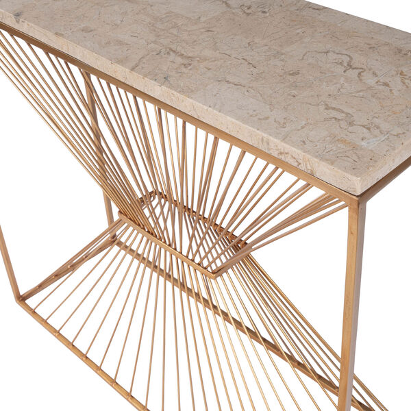 Cosmo Fossil Stone and Metal Console Table, image 8