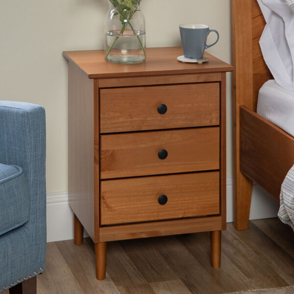 Spencer Caramel Three-Drawer Solid Wood Nightstand, Set of Two, image 2