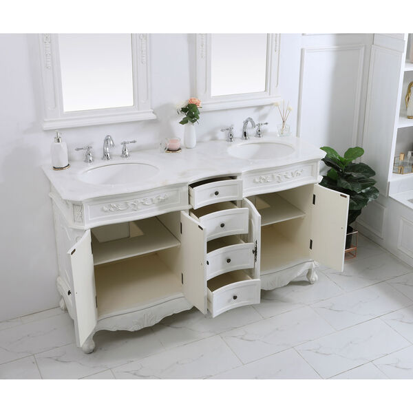 Danville Antique White 60-Inch Vanity Sink Set, image 4