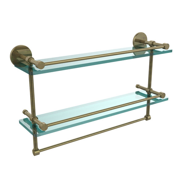 22-Inch Gallery Double Glass Shelf with Towel Bar, image 1