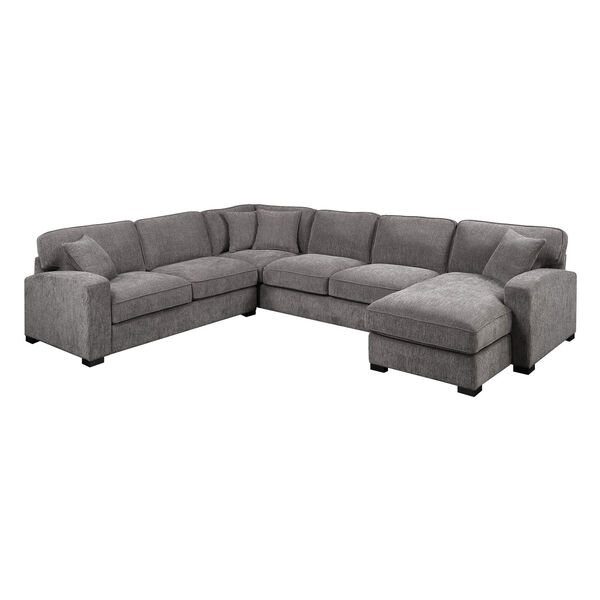 Selby Charcoal Loveseat Corner Sofa Chaise with Four Pillows, image 1