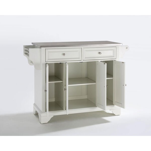 LaFayette Stainless Steel Top Kitchen Island in White Finish, image 2