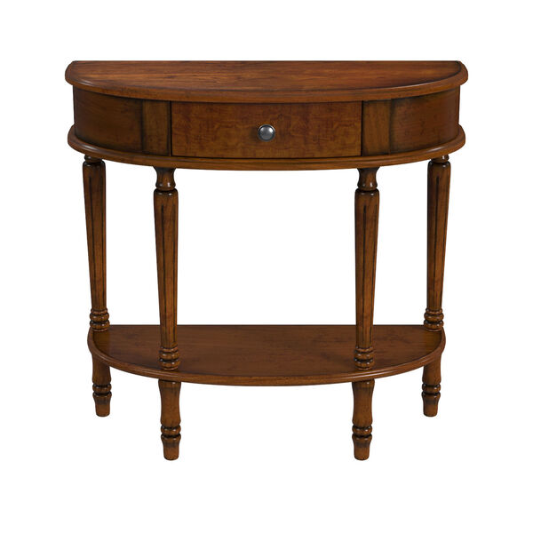 Mozart Antique Cherry Demilune Console Table with Storage, image 1