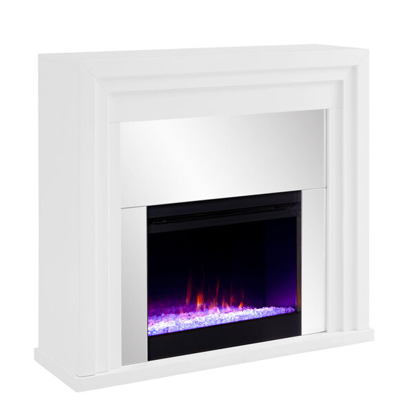Stadderly White Mirrored Color Changing Electric Fireplace, image 5