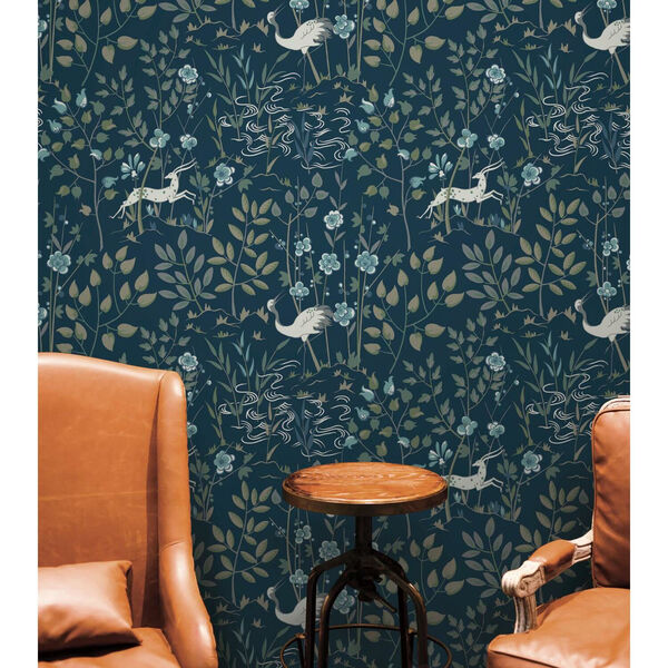Ronald Redding Dark Blue Aspen Non Pasted Wallpaper - SWATCH SAMPLE ONLY, image 1