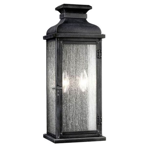 Wright Dark Weathered Zinc 18-Inch Two-Light Outdoor Wall Mount, image 1