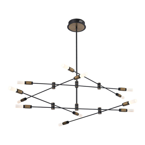 Albany Deep Black and Brass 12-Light LED Chandelier, image 1