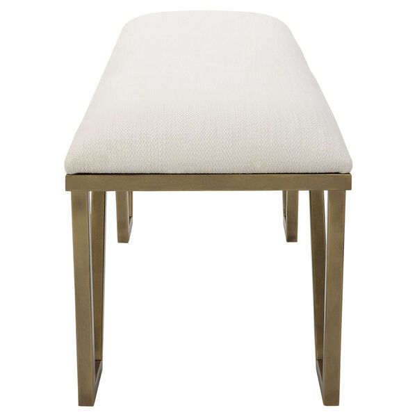 Farrah Antique Gold and White Geometric Bench, image 2