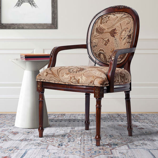Traditional Oval Back Chair with Intricate Floral Carving, image 3