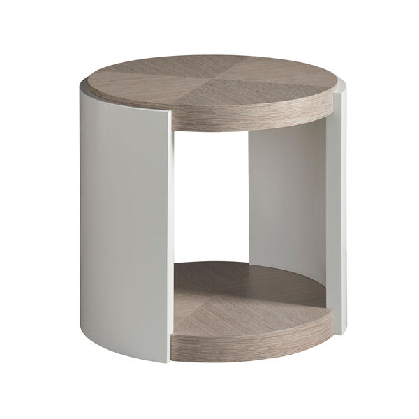 Beige and White 24-Inch Round End Table, image 2