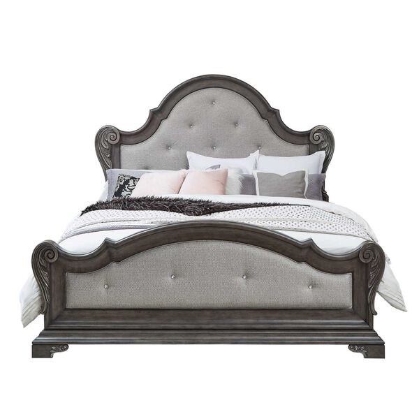 Vivian Gray Upholstered Panel Bed, image 2