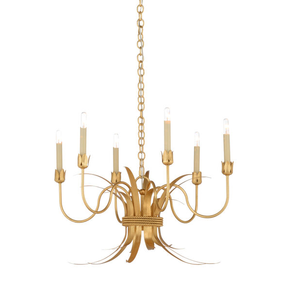 White and Gold Six-Light 25-Inch Mignon Chandelier, image 1