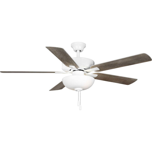 AirPro Builder White Two-Light LED 52-Inch Ceiling Fan with Frosted Glass Light Kit, image 1