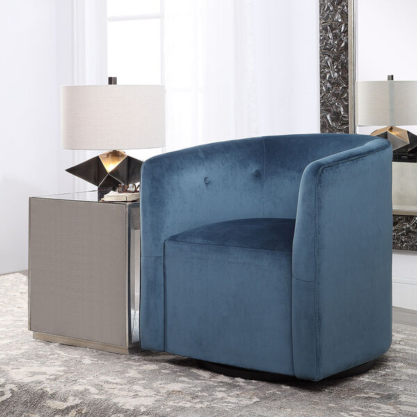 Mallorie Blue Swivel Chair, image 6