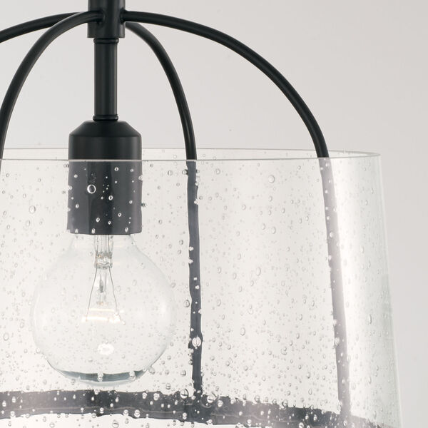 HomePlace Madison Matte Black One-Light Semi-Flush or Pendant with Clear Seeded Glass, image 3