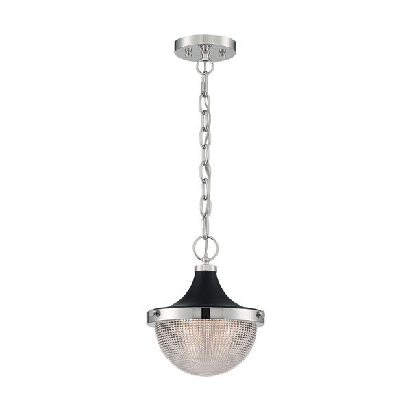 Faro Polished Nickel and Black 11-Inch One-Light Pendant, image 3