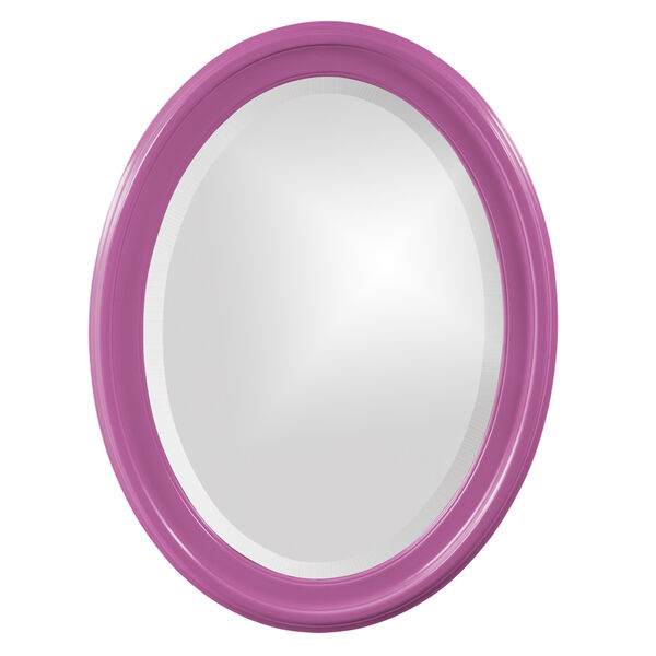 George Glossy Hot Pink Oval Mirror, image 1