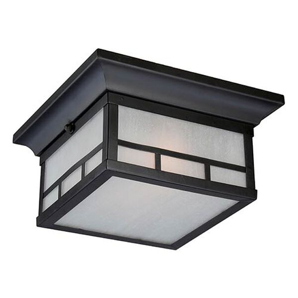Drexel Stone Black Two-Light Outdoor Flush Mount with Frosted Seed Glass, image 1
