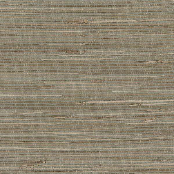 Regular Buddle Green, Brown and Beige Grasscloth Wallpaper - SAMPLE SWATCH ONLY, image 1