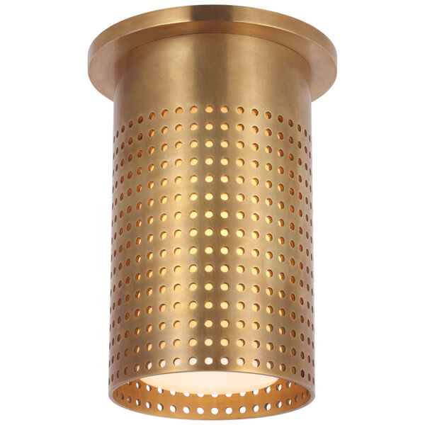 Precision Small Monopoint Flush Mount in Antique-Burnished Brass with White Glass by Kelly Wearstler, image 1