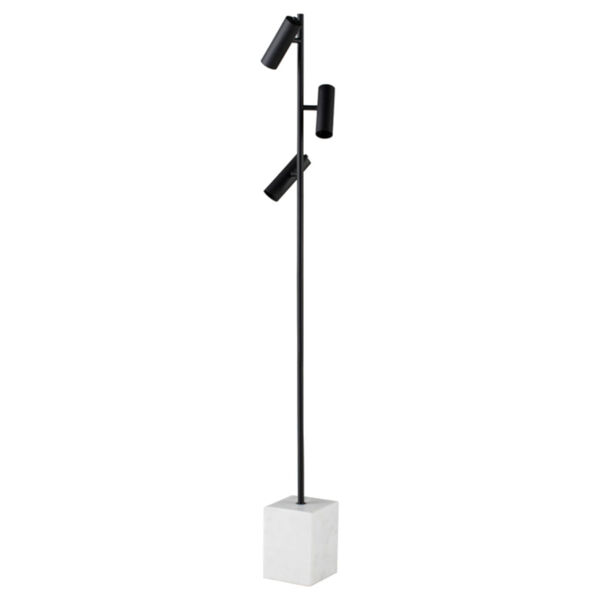 Dane Matte Black and White Three-Light Floor Lamp, image 1