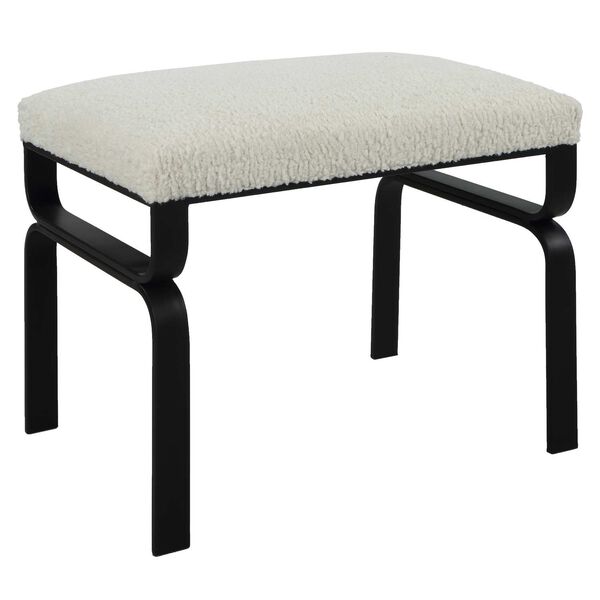 Diverge Satin Black and White Shearling Small Bench, image 5