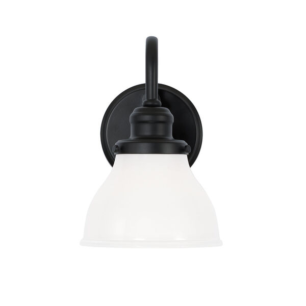 Baxter Matte Black One-Light Wall Sconce with Milk Glass, image 2