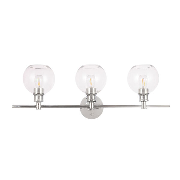 Collier Chrome Three-Light Bath Vanity with Clear Glass, image 3