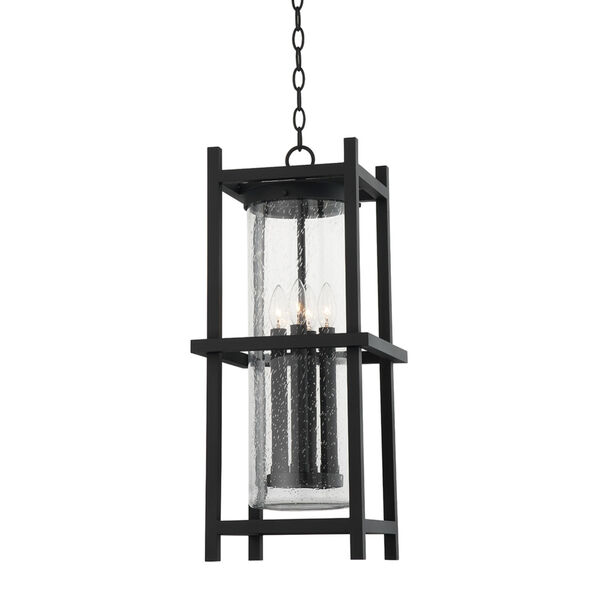 Carlo Textured Black Four-Light Outdoor Chandelier, image 1