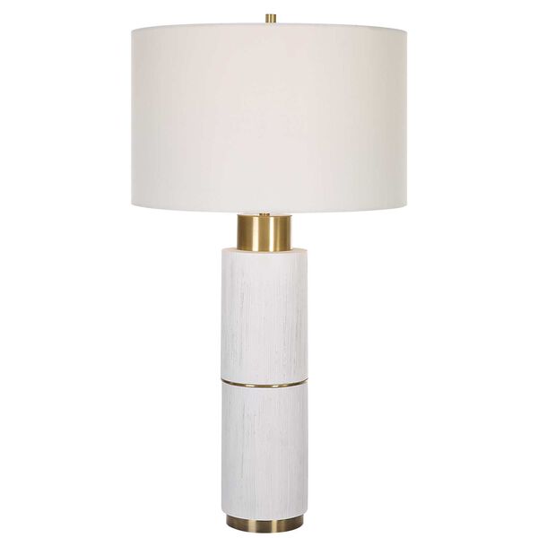 Ruse White and Brushed Brass Table Lamp, image 1