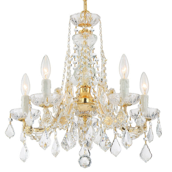 Maria Theresa Gold Five-Light Chandelier with Swarovski Strass Crystal, image 1