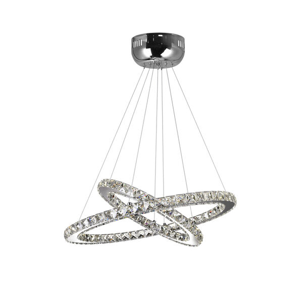 Ring Chrome 15-Light LED 24-Inch Chandelier with K9 Clear Crystal, image 1