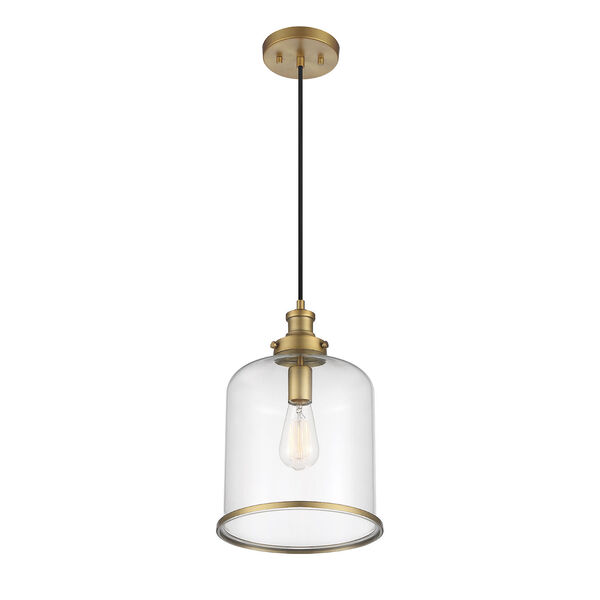 Lowry Natural Brass 10-Inch One-Light Pendant with Clear Glass, image 4