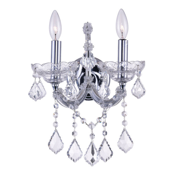 Maria Theresa Chrome Two-Light 14-Inch Wall Sconce with K9 Clear Crystal, image 1