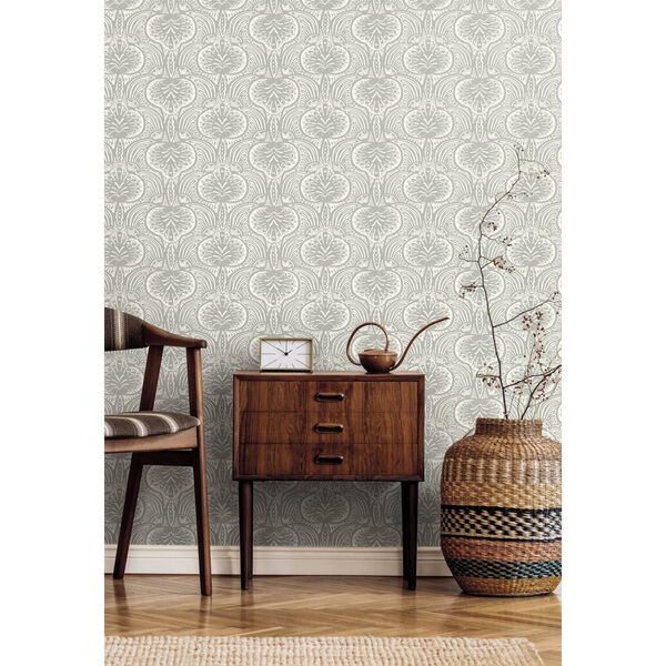 Ronald Redding Gray Lotus Palm Non Pasted Wallpaper, image 1