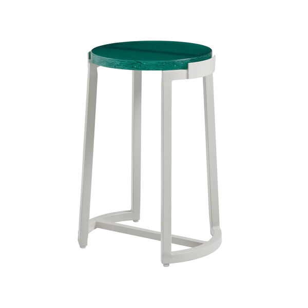 Seabrook White and Teal Accent Table, image 1