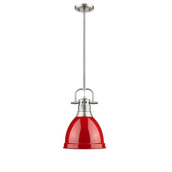 Duncan Pewter One-Light Mini Pendant with Red Shade, image 2