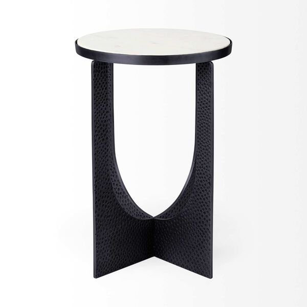 Patrick White Marble Top with Matte Black Metal Accent Table, image 2
