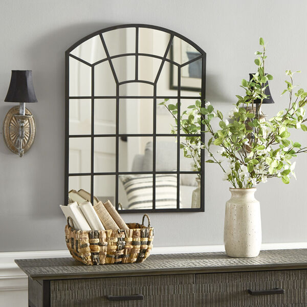 Laurel Black Arched Windowpane Wall Mirror, image 1