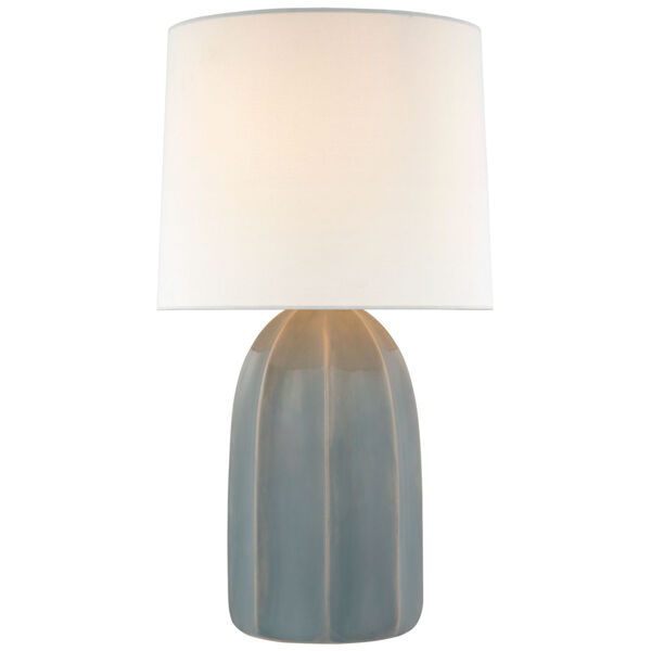 Melanie Large Table Lamp in Sky Gray with Linen Shade by Barbara Barry, image 1