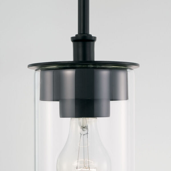 HomePlace Mason Matte Black One-Light Mi Semi-Flush or Pendant with Clear Glass, image 3