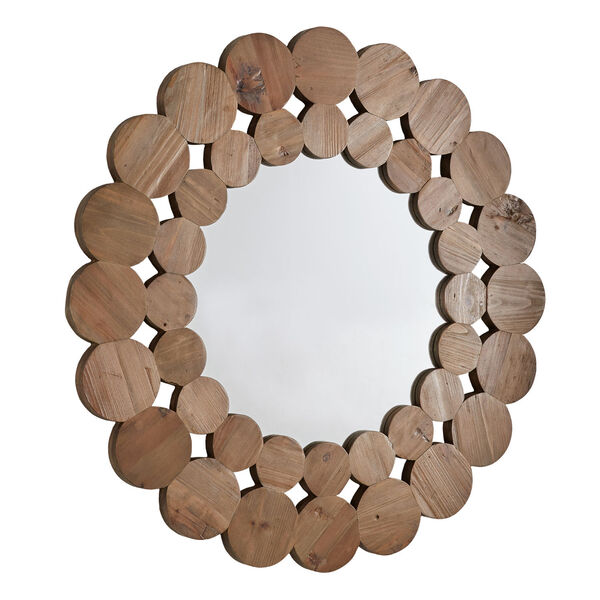 Katherine Natural Reclaimed Wood 39-Inch Round Wall Mirror, image 2
