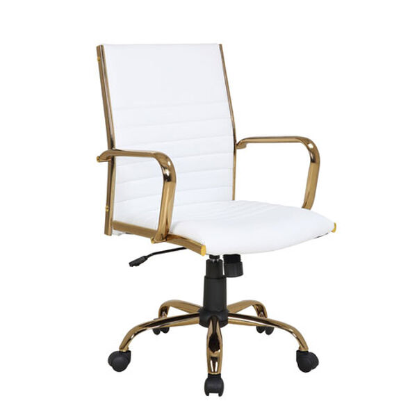 Master Gold and White Faux Leather Office Chair, image 1