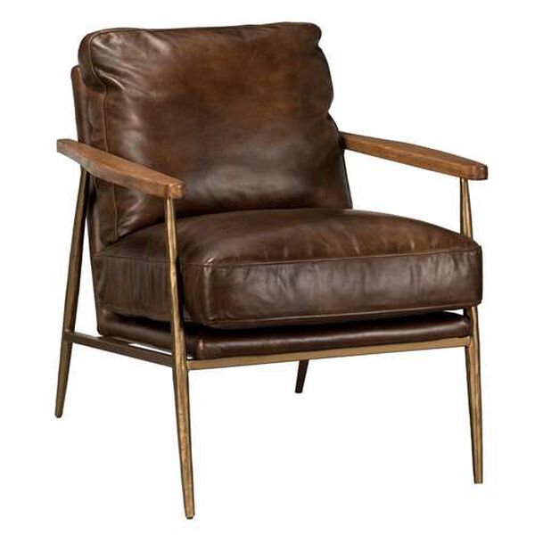 Trevor Antique Brown Leather Club Chair, image 2