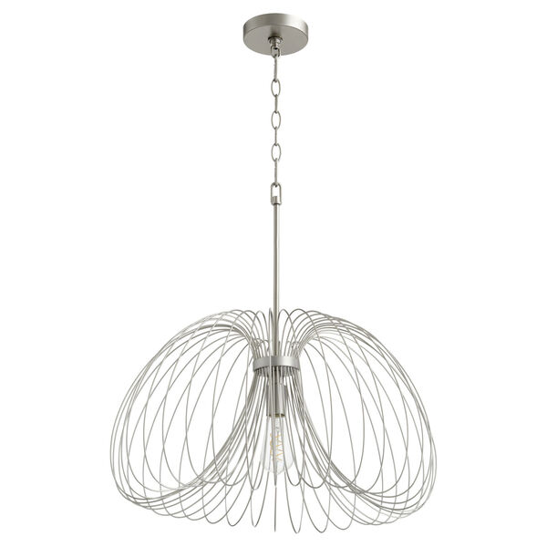Brushed Silver One-Light 24-Inch Pendant, image 1