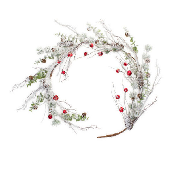 White Snow Pine with Sleigh Bells Garland, Set of Two, image 1