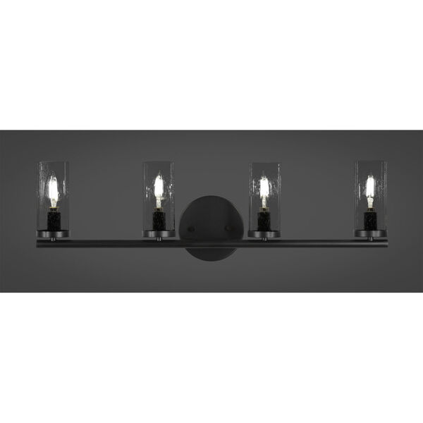 Trinity Matte Black Four-Light Bath Vanity with Clear Bubble Glass, image 2